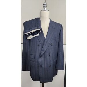 Vtg Turnbull Asser double breasted  Wool England Made suit 46R Pant 44W x 27.5L